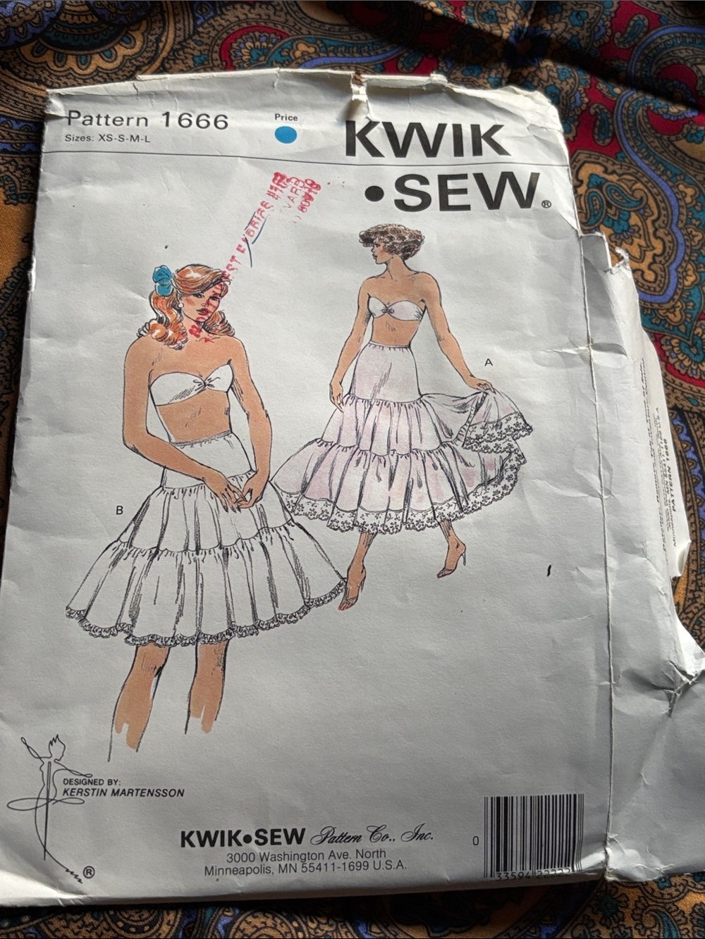 Vintage Kwik Sew 1666 Ruffle Skirt Bandeau Top Sewing Pattern XS S M L